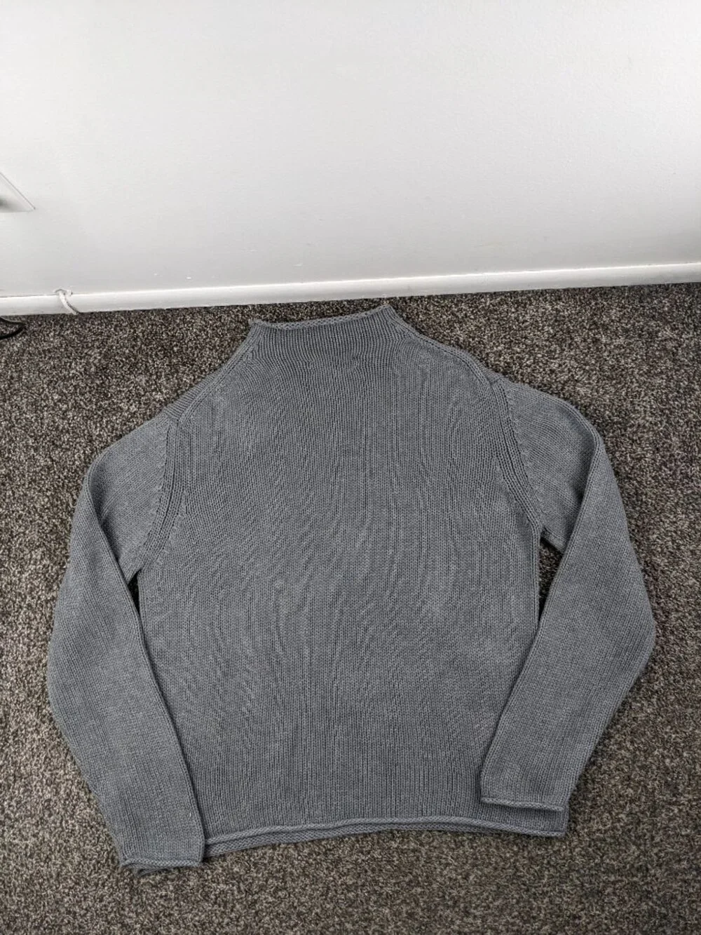 Vintage J Crew Sweater Roll Neck Cotton Fisherman Gray Mens Medium